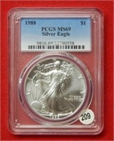 1988 American Eagle PCGS MS69 1 Ounce Silver