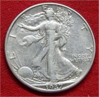 1937 D Walking Liberty Silver Half Dollar