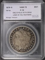 1878-S MORGAN DOLLAR VAM-73 SEGS F-12