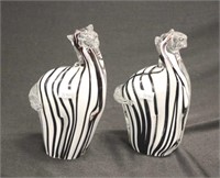 Two Mid Century cased glass Zebra figures