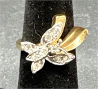 (F) 18k Gold Ring with Butterfly Shaped Diamond
