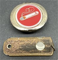(E) Cigar Cutter with Wood Features and Cigarette