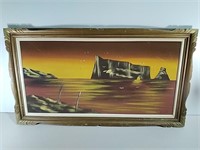 Signed Seascape Oil On Board Painting 45.5x25.5
