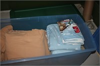 Tote of flannel sheets, sheets