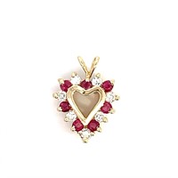 14K YELLOW GOLD 0.50CT RUBY 0.50CT DIAMOND HEART P