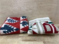2- Quilted Christmas lap blankets