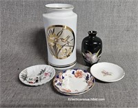 Asian Theme Decor Lot Otagiri Vase, Chokin Vase