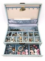 Vintage Jewelry Box W/ Clip On Earrings