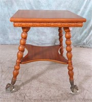 BEAUTIFUL GLASS BALL AND CLAW WOOD PARLOR TABLE