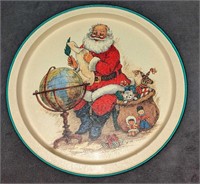 Vintage Potpourri Press Santa Globe Tin Tray