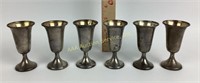 (6) sterling wine or cordial goblets 98.0 grams