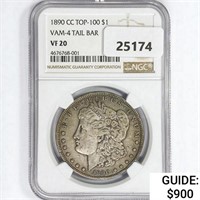 1890-CC Morgan Silver Dollar NGC VF20 VAM-4