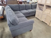 3 Piece - Wrap Around Grey Fabric Sectional