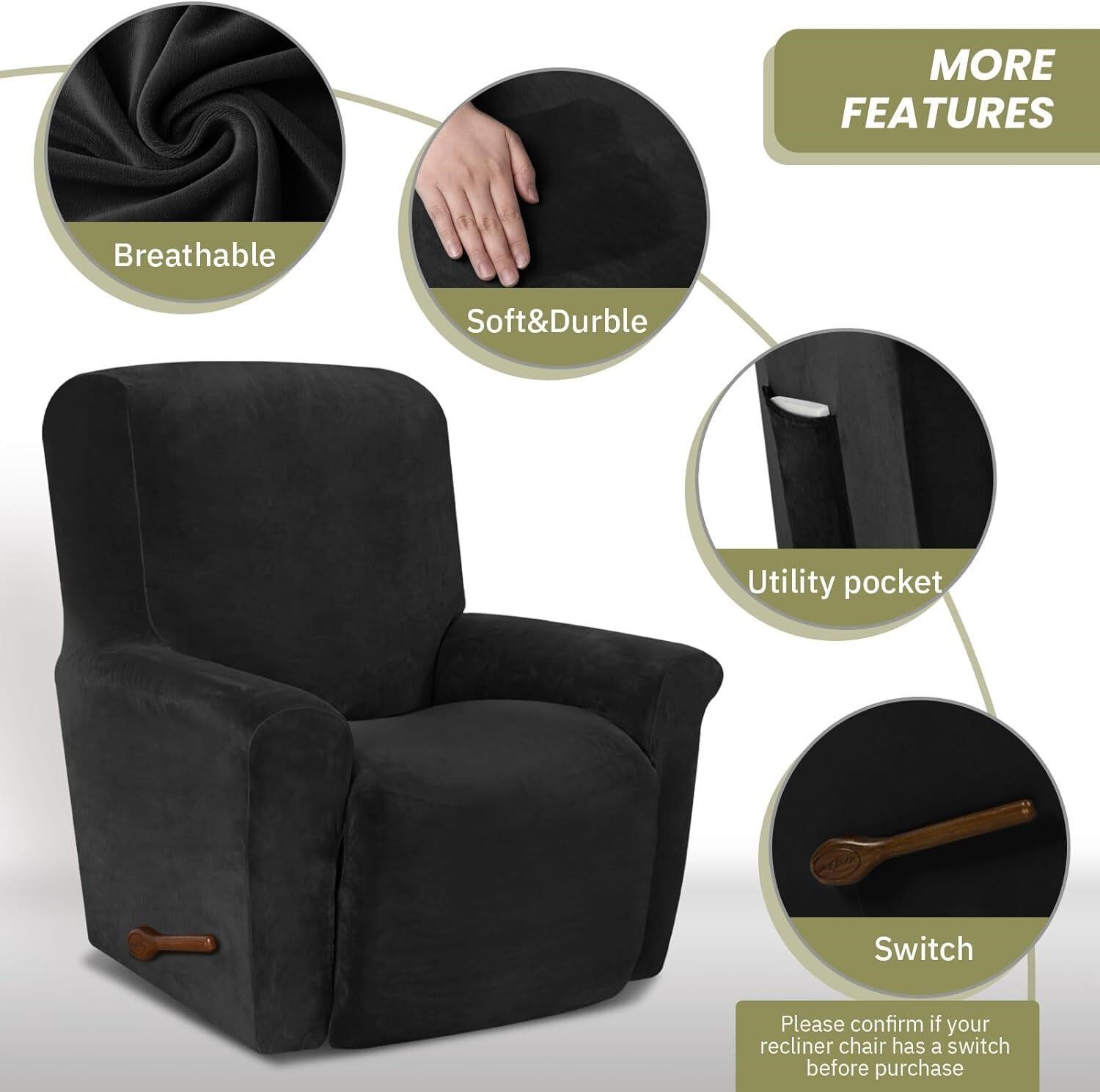 AZON Velvet Stretch Recliner Chair Cover az5