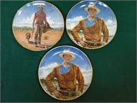 Three John Wayne Collector Plates