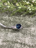 Blue Topaz Solitaire .925 Sterling Silver Ring