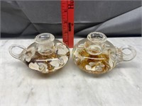 Joseph rice paper weight candle holders amber