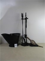 IRON 5 PIECE MATTE BLACK FIREPLACE TOOL SET