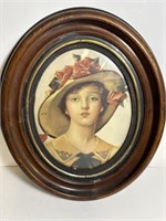 Antique Oval Picture frame portrait young woman