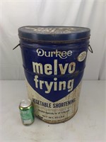 LARGE VINTAGE MELVO FRYING SHORTENING CAN