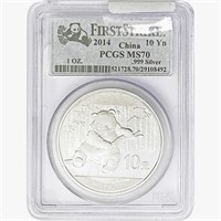 2014 1oz. Silver China Panda 10 Yuan PCGS MS70