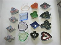 4  Sets Card Suits Glass Ashtrays