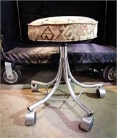 Rolling stool with Southwest fabric, 19"