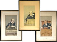 3 Antique Vanity Fair Judicial Framed Prints