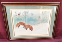 Signed Artwork From G. Welch Of Two Red Foxes