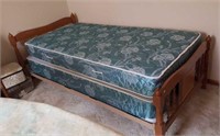 Twin bed looks like it was a bunk bed at one time
