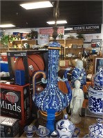 Large blue and white lamp