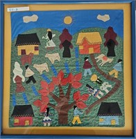 54A  Spring Textile Framed Folk Art