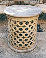 Wood Circle Ring Pattern Patio Furniture End Table