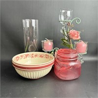 Lot of Punk Decor Canister, Bowl, Candles