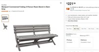 E2012 Folding 3-Person Resin Bench in Barn Gray