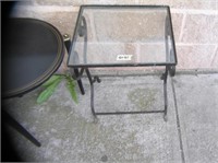 Wrought iron and glass side table