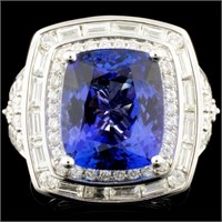 18K Gold 7.74ct Tanzanite & 1.54ctw Diamond Ring