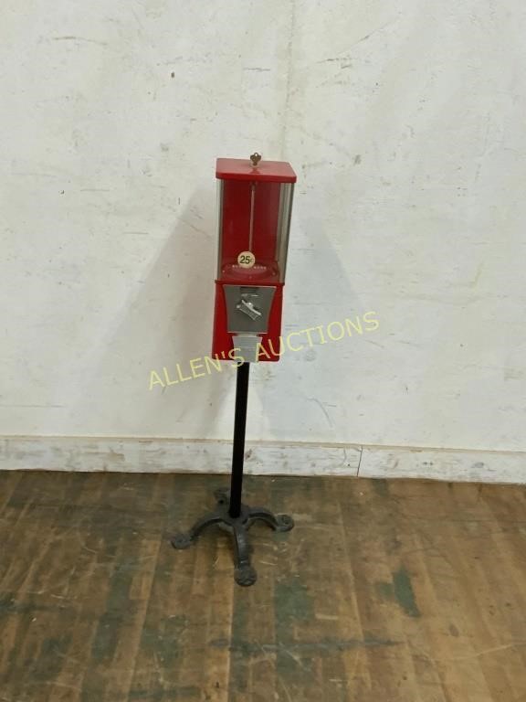 EAGLE GUM BALL MACHINE ON STAND WITH KEY