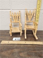 (2) Wooden clothes pin handmade doll chairs