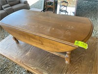 ETHAN ALLEN DROP LEAF OVAL COFFEE TABLE, SCRATCHES