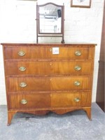 Antique Walnut 4-Drawer Dresser & Mirror
