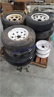 Pallet--assorted tires and rims, white rims(pair)