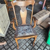 Vintage Oak Cushioned Seat Side Chair