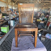 Vintage Oak Slat Back Chair - Omaha, NE Tag