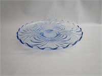 Blue Glass Cake Plate 12"R