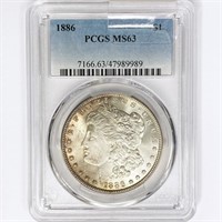 1886 Morgan Silver Dollar PCGS MS63