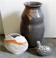 Lot #716 - Signed designer glazed vase 15”,