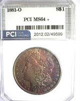 1881-O Morgan PCI MS-64+ Golden Purple