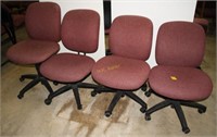 Burgundy Upholstered Swivel Adjustable Chairs