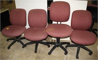 Burgundy Upholstered Swivel Adjustable Chairs